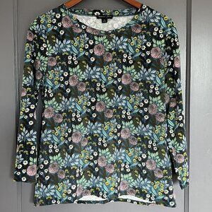 J Crew Abigail Borg Prairie Moonlight 3/4 Sleeve Top MEDIUM Cotton Floral Print